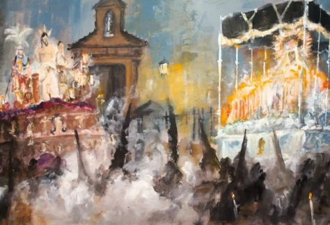pintura– Hermandad Humildad y Paciencia, Atado a la Columna y Virgen de la Soledad, Osuna - Semana Santa Sevilla Osuna