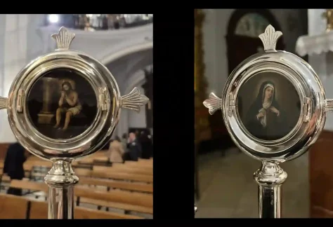 pintura varas presidencia – Hermandad Humildad y Paciencia, Atado a la Columna y Virgen de la Soledad, Osuna - Semana Santa Sevilla Osuna