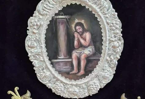 pintura oleo – Hermandad Humildad y Paciencia, Atado a la Columna y Virgen de la Soledad, Osuna - Semana Santa Sevilla Osuna